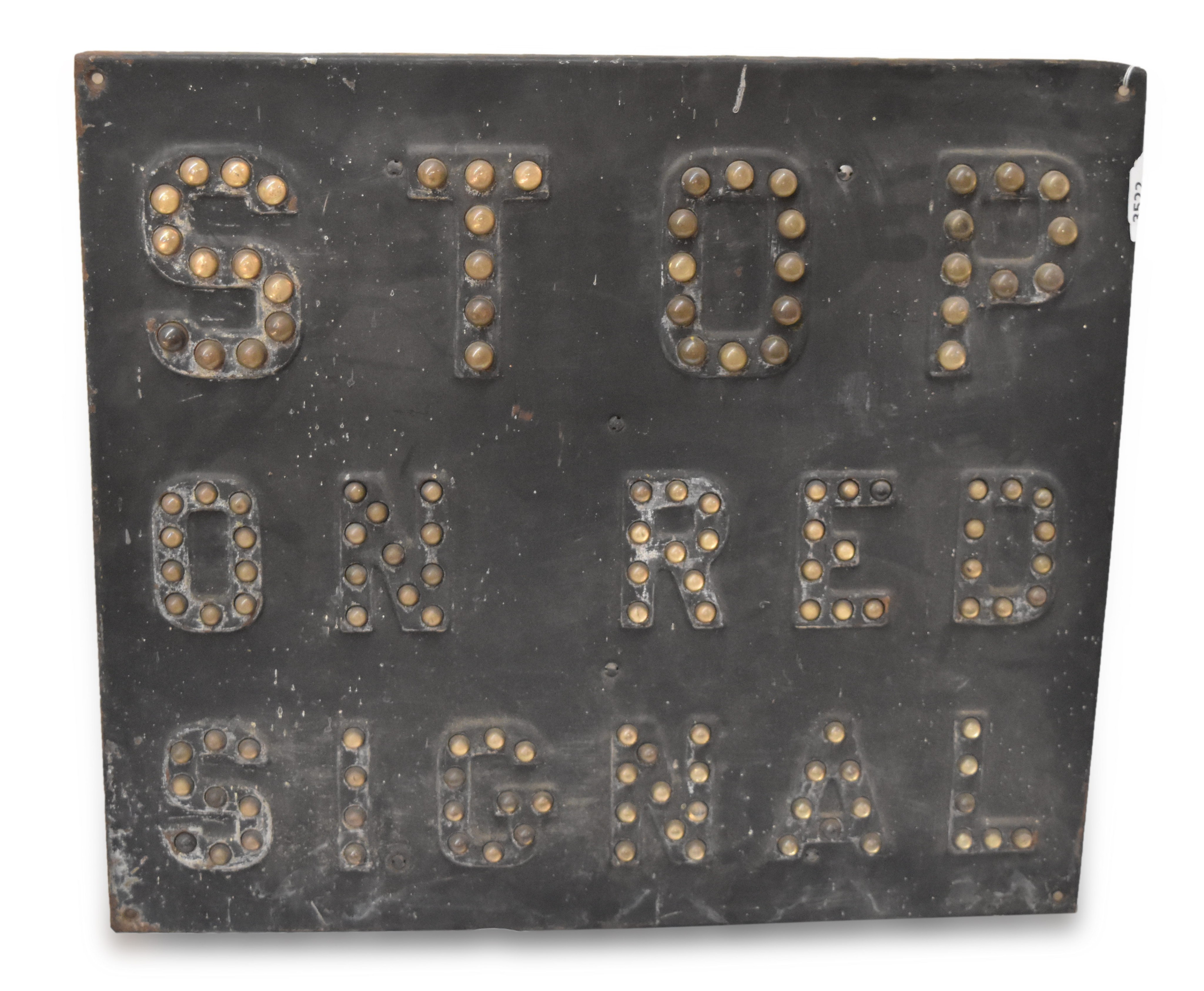3522 - Stop On Red Signal - Railroad Crossing Sign W/ Glass Cat Eyes thumbnail