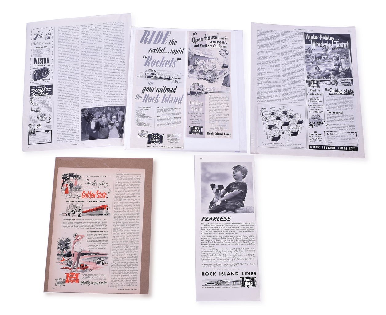 4003 - 35 Pieces Rock Island Railroad And Golden State Advertising thumbnail