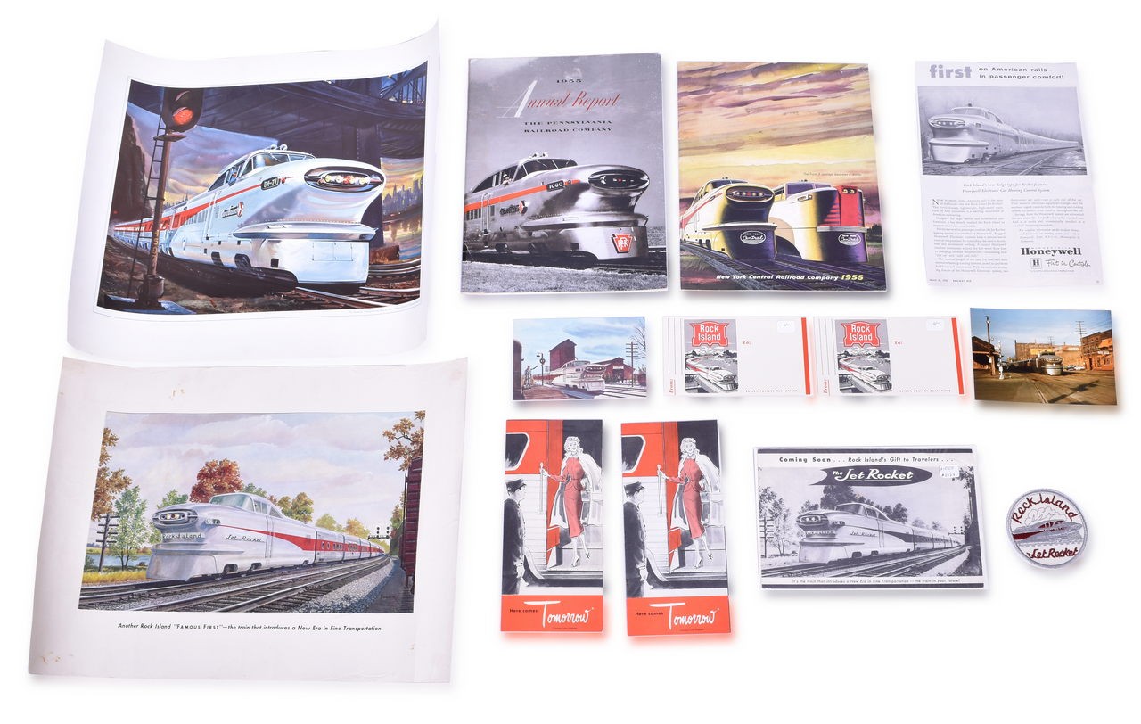 4007 - 13 Assorted Items For Rock Island Railroad, GM Aerotrain, and Jet Rocket - Including 2 Annual Reports thumbnail