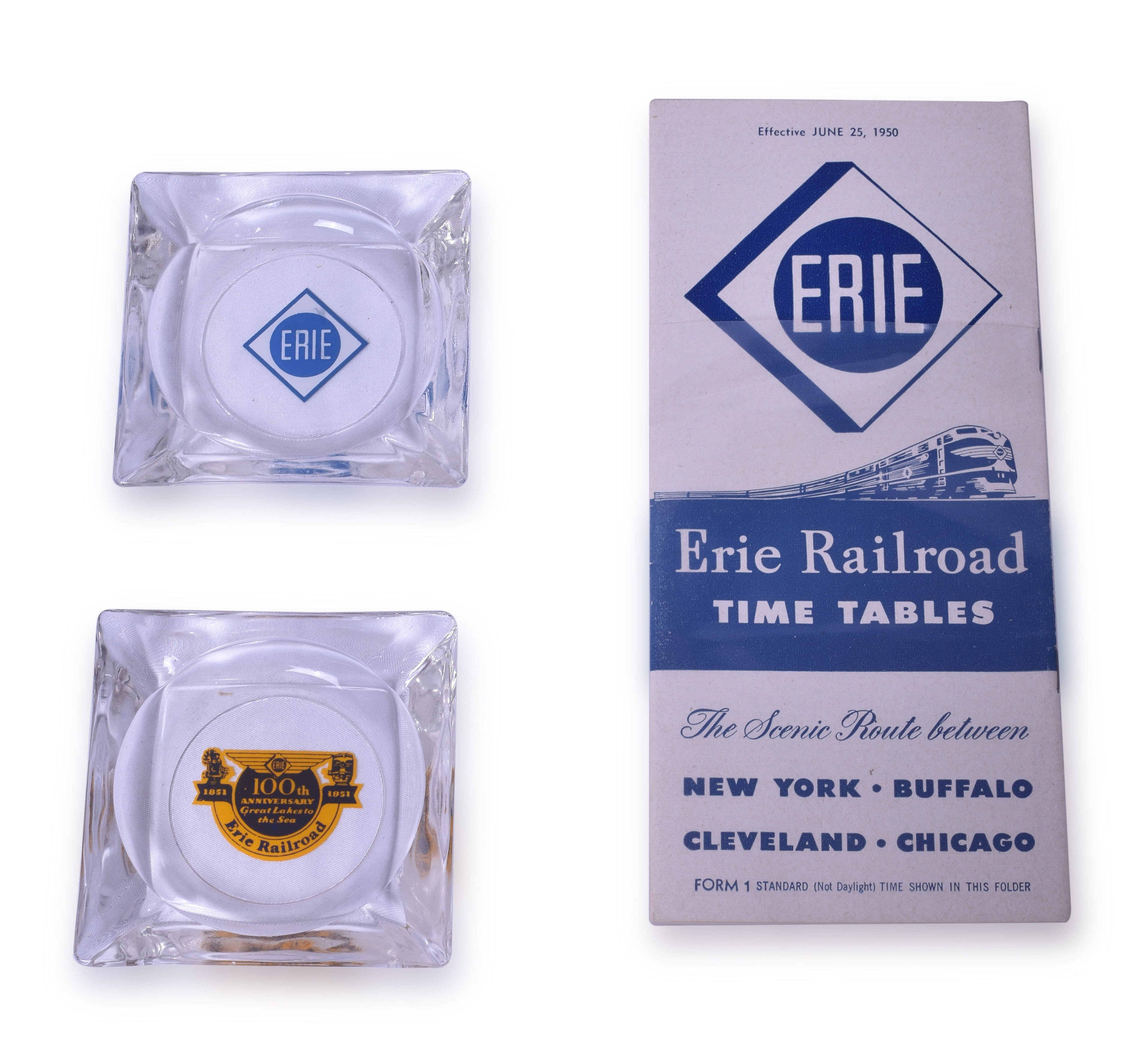 4010 - Erie Railroad Glass Ash Trays & Time Tables thumbnail