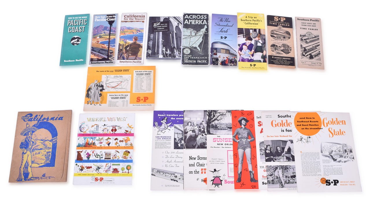 4017 - Southern Pacific Railroad Timetables for 1952 & 1947, 16 Print Scenic California Folio, Brochures, and Advertisements thumbnail