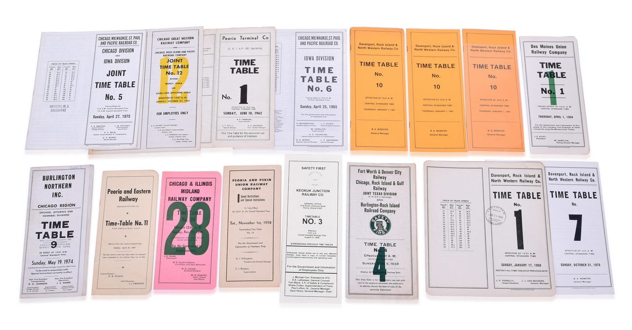 4021 - Group of 16 Employee Timetables for Rock Island, Burlington Northern, Milwaukee Road, Peoria & Pekin, Keokuk Junction, and More - 1938 to 2006 thumbnail