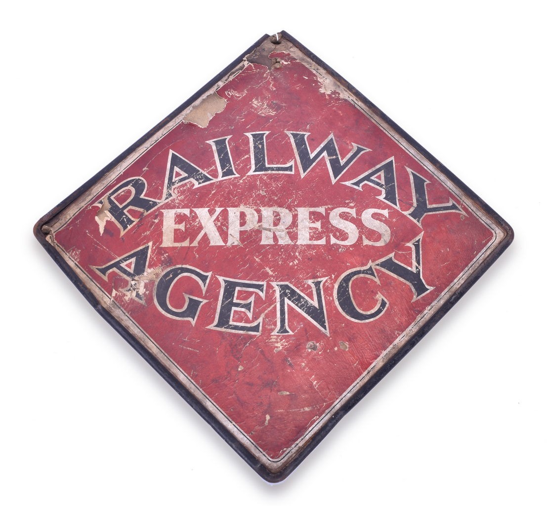 4022 - Railway Express Agency Cardboard Sign w/ Steel Edging thumbnail