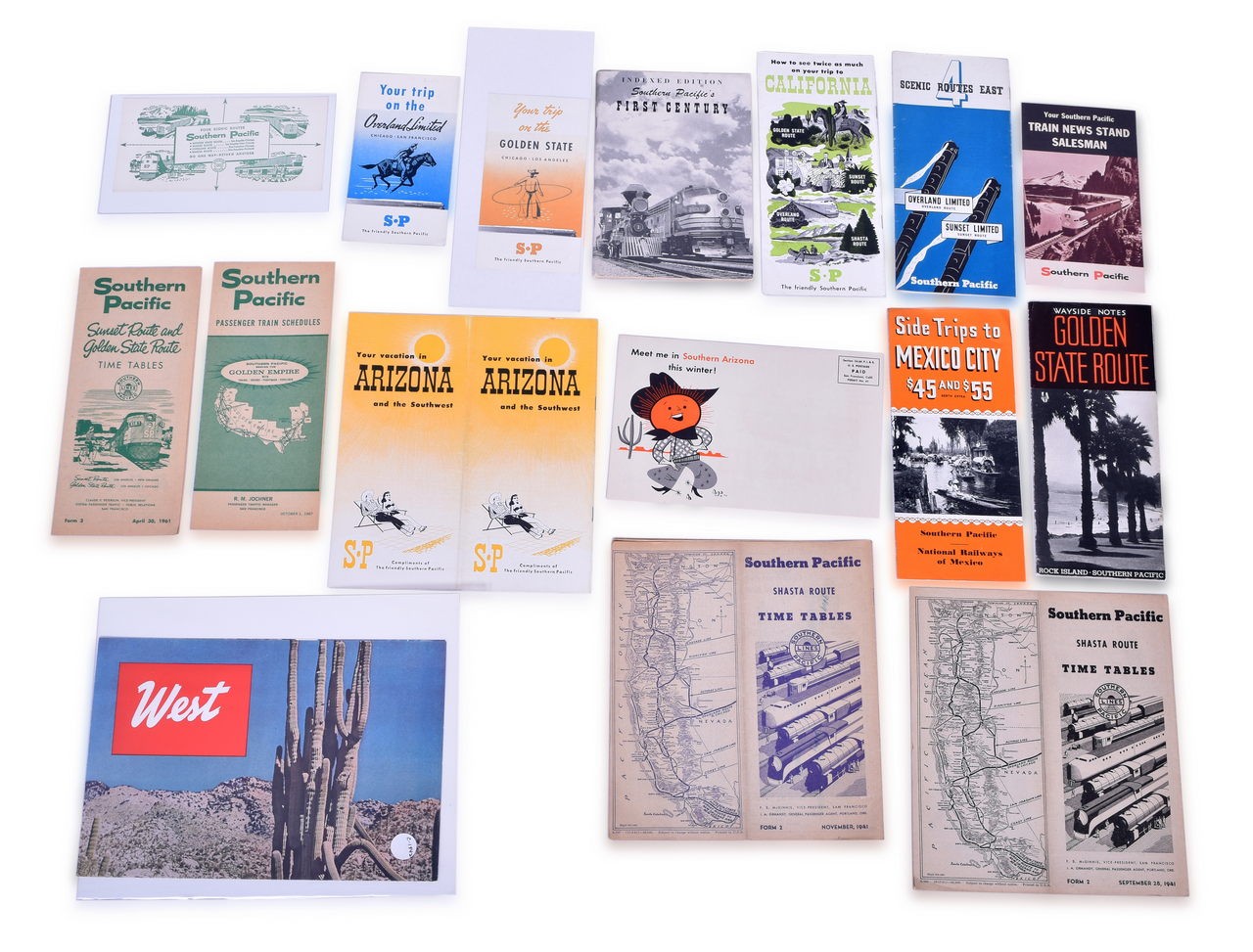 4025 - Group of 15 Southern Pacific Railroad Timetables, Brochures, and Advertisements - 1941 to 1961 thumbnail