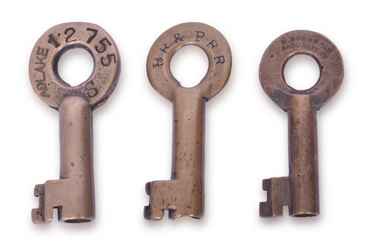 4040 - Three Buffalo, Rochester & Pittsburgh Brass Railroad Keys thumbnail