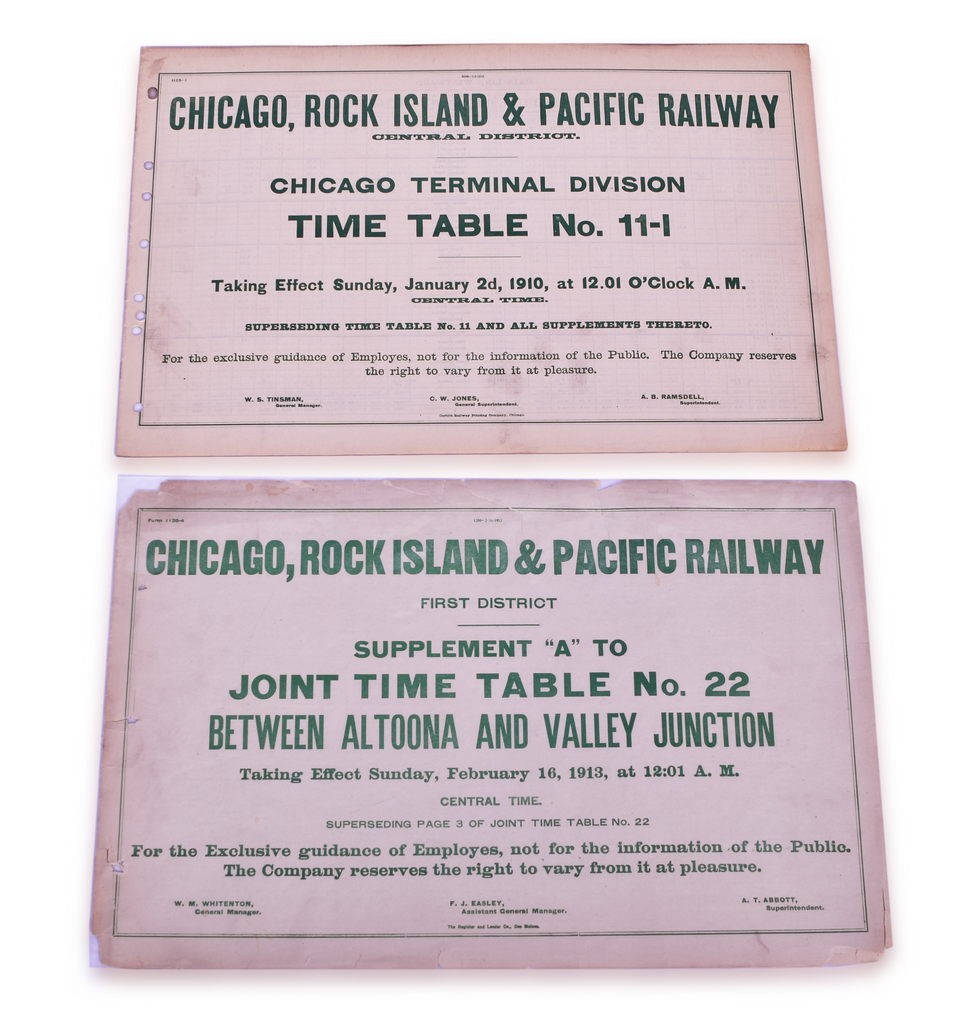 4053 - 2 Chicago, Rock Island & Pacific Railroad Employee Timetables - 1910 and 1913 thumbnail