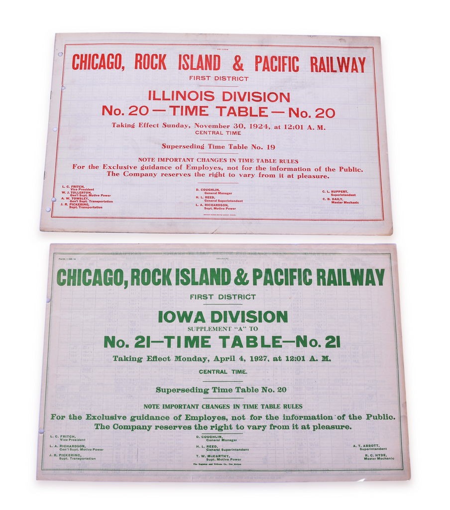 4055 - 2 Chicago, Rock Island & Pacific Railroad Employee Timetables - 1924 and 1927 thumbnail