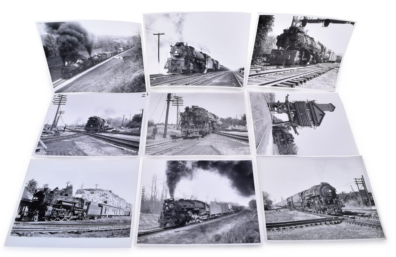 4060 - 14 Black and White Photos of Steam locomotives in Indiana - New York Central, C&O, Nickel Plate, Wabash thumbnail