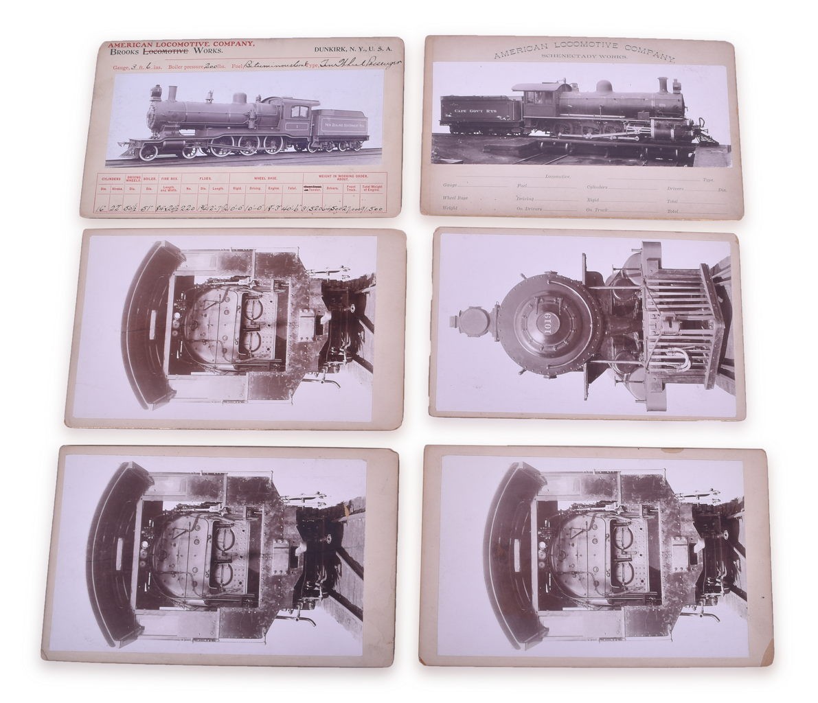4066 - Six Alco Steam Locomotive Builders Cards - Cape Government Railways, New Zeeland Government Railways thumbnail