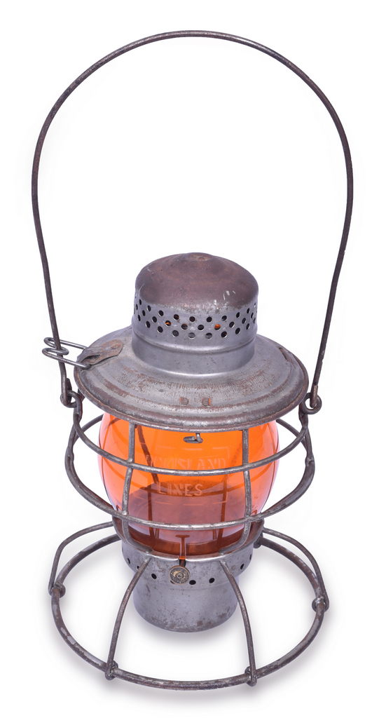 4078 - Handlan Rock Island Railroad Amber Etched Globe Lantern thumbnail