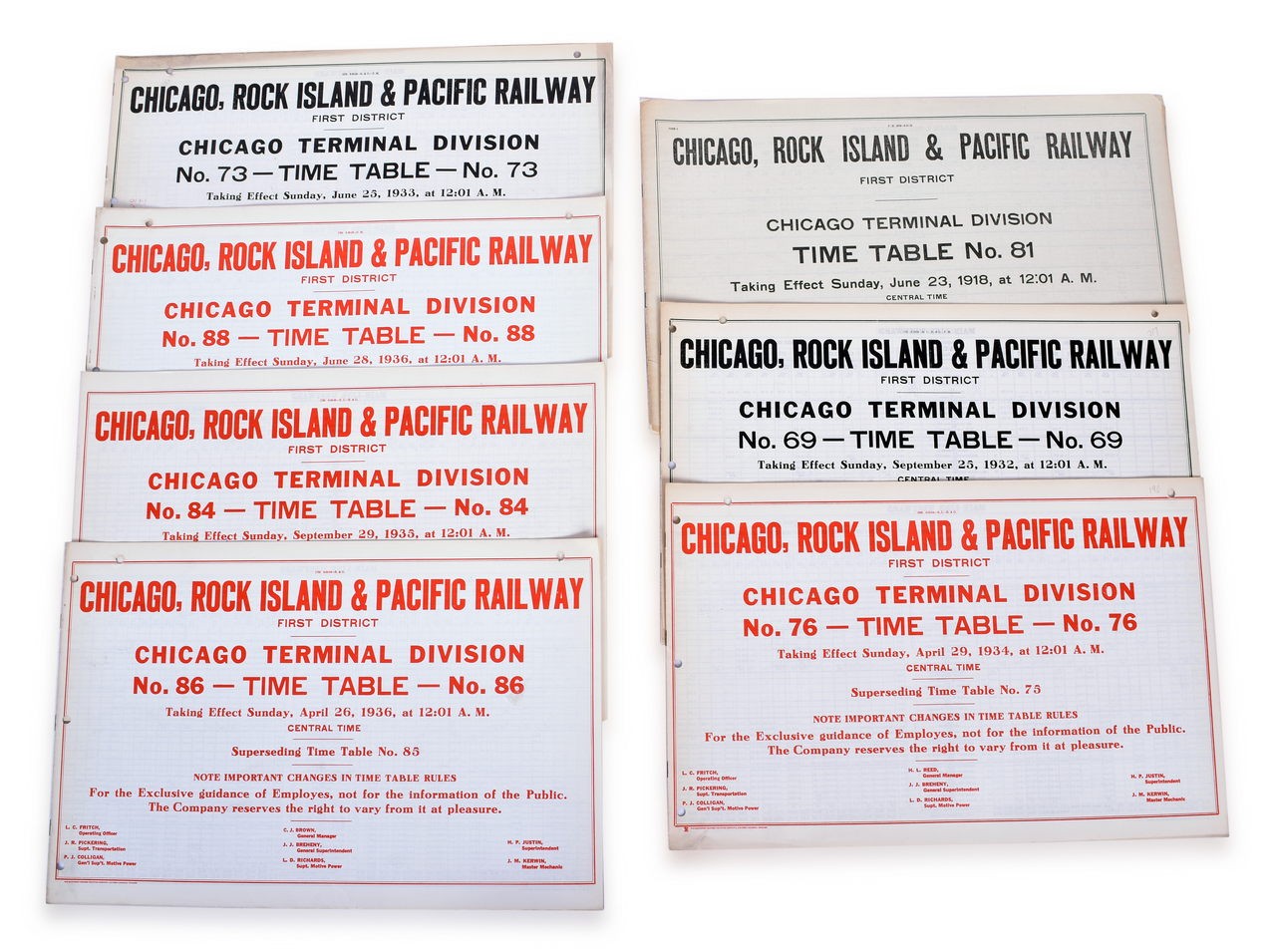 4089 - 7 Chicago, Rock Island & Pacific Chicago Terminal Division Employee Timetables 1918-1936 thumbnail