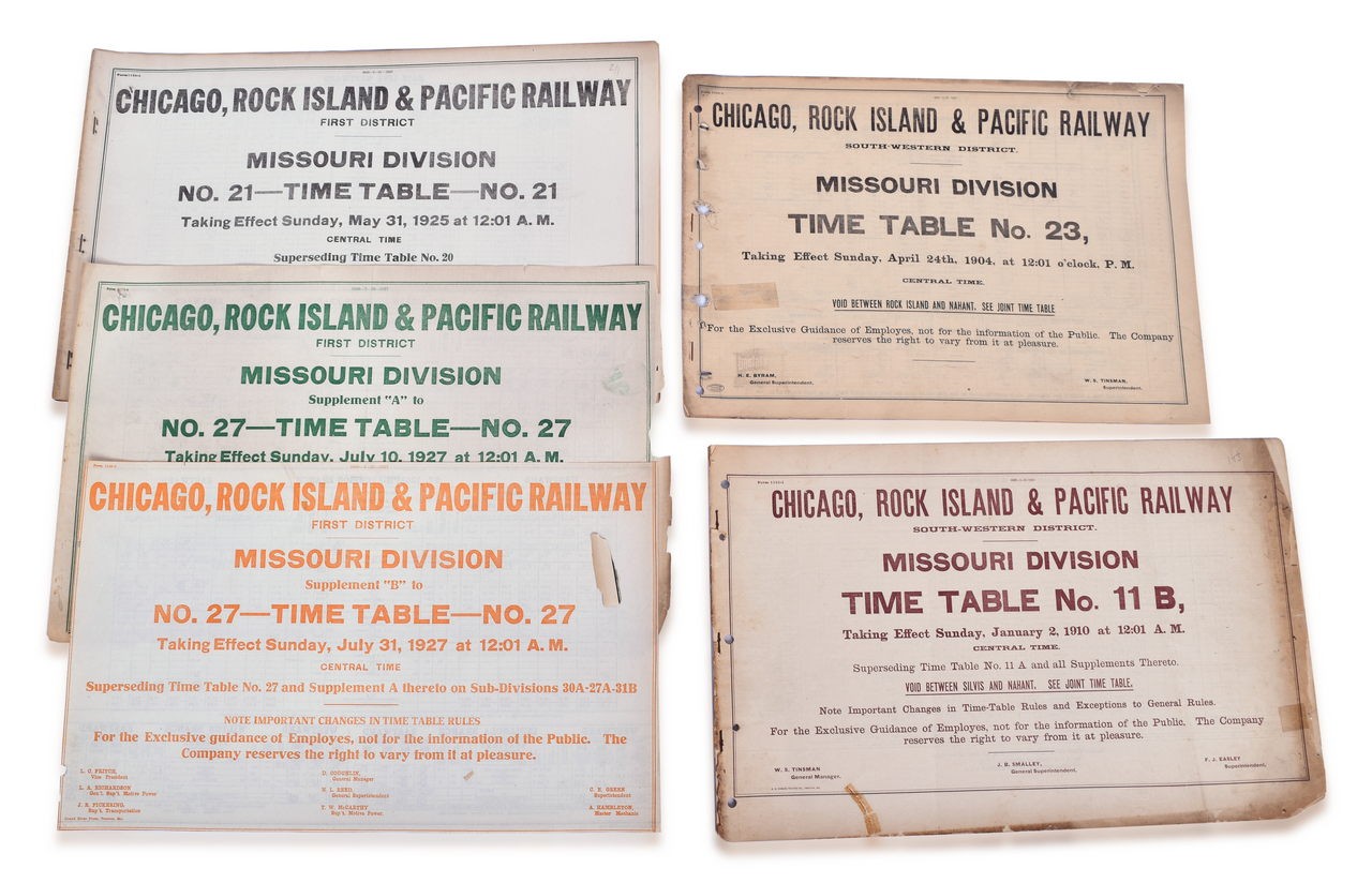 4099 - 6 Chicago, Rock Island & Pacific Missouri Division Employee Timetable Supplements 1904-1927 thumbnail