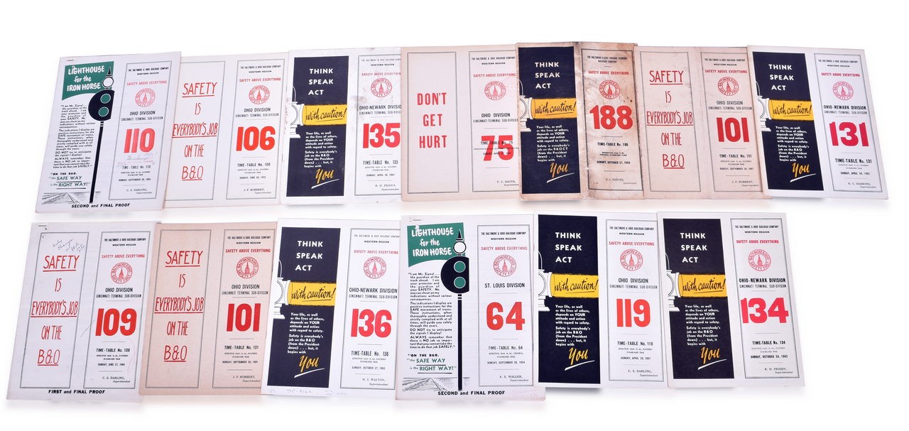 4101 - 13 Baltimore and Ohio Railroad Employee Timetables 1951-1963 thumbnail