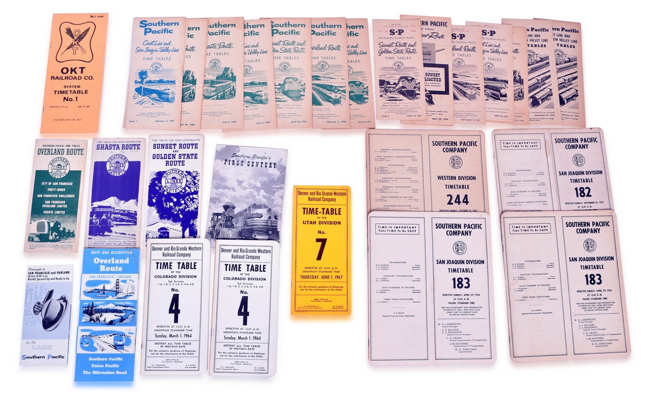 4103 - 30 Pieces of Western Railroad Paper - Southern Pacific and Denver and Rio Grande Western - Employee Timetables, Public Tables, etc. thumbnail