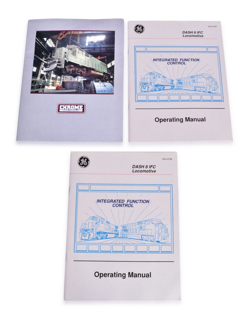 4108 - Pair of General Electric Dash 8 Locomotive Operating Manuals and Chrome Locomotive Inc. Service Brochure thumbnail