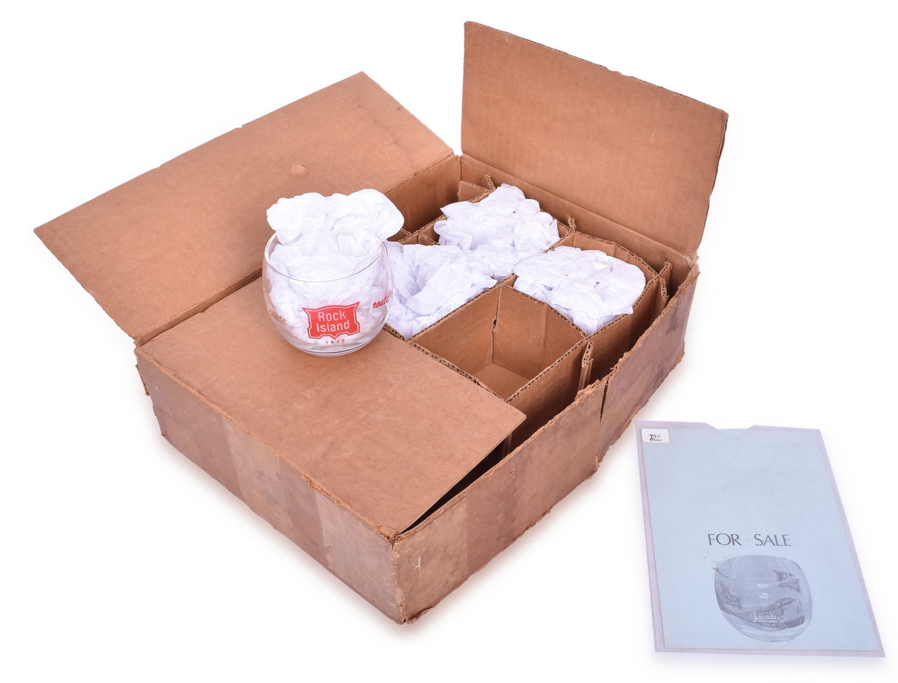 4115 - Set of Six Rock Island / Golden State Route 8 oz. Drinking Glasses with Box and Original Sale Sheet thumbnail