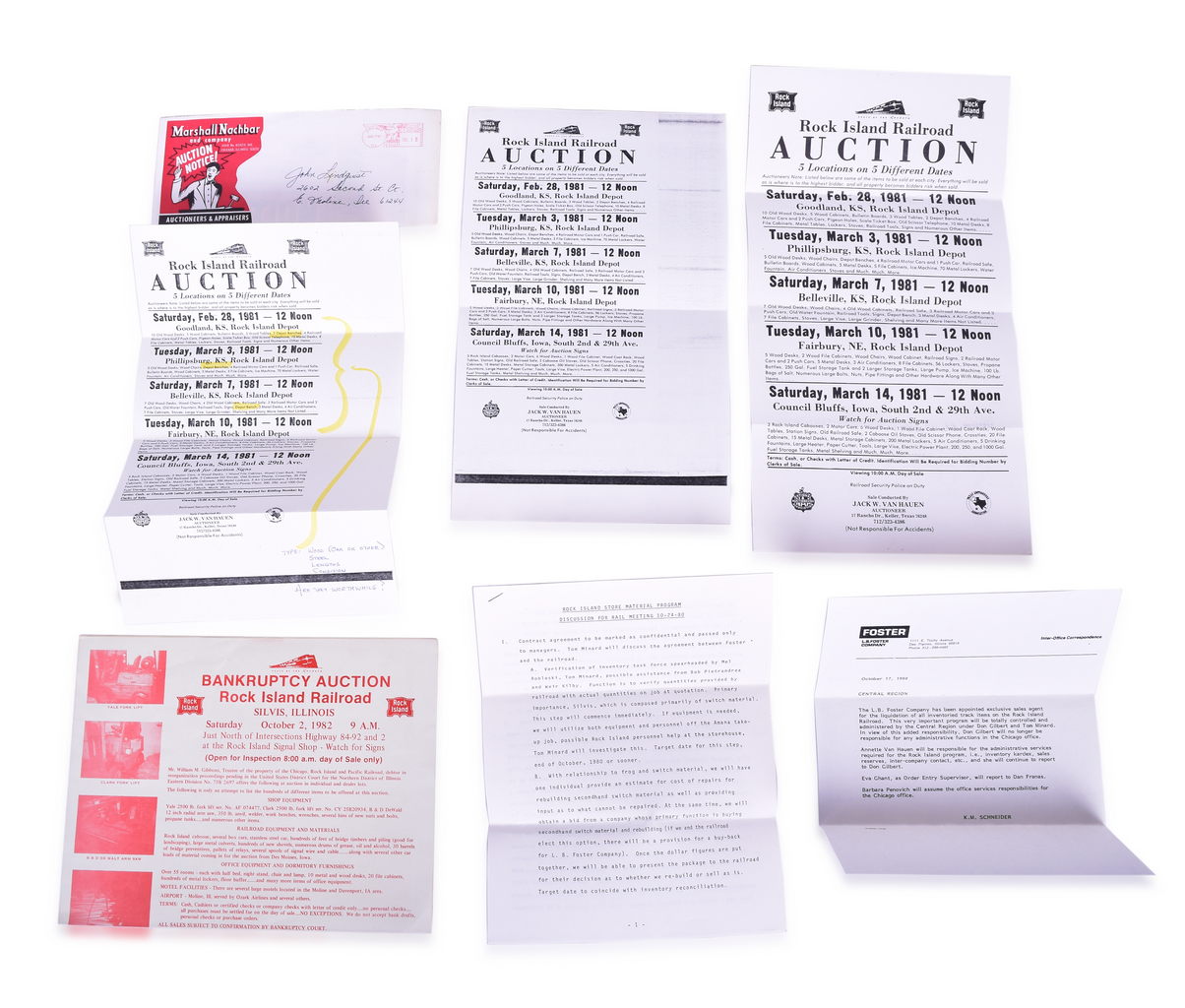 4131 - 7 Rock Island Railroad Bankruptcy and Auction Papers - 1980's thumbnail