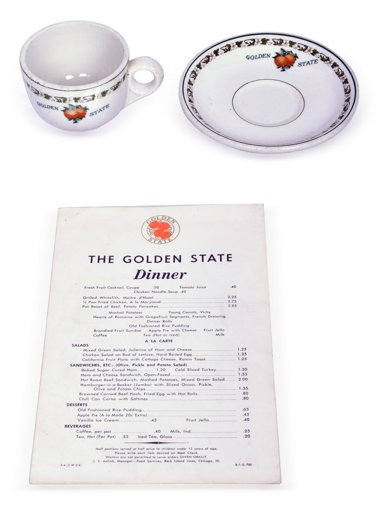 4177 - Chicago, Rock Island & Pacific Railroad Golden State Demitasse Cup & Saucer and Menu thumbnail