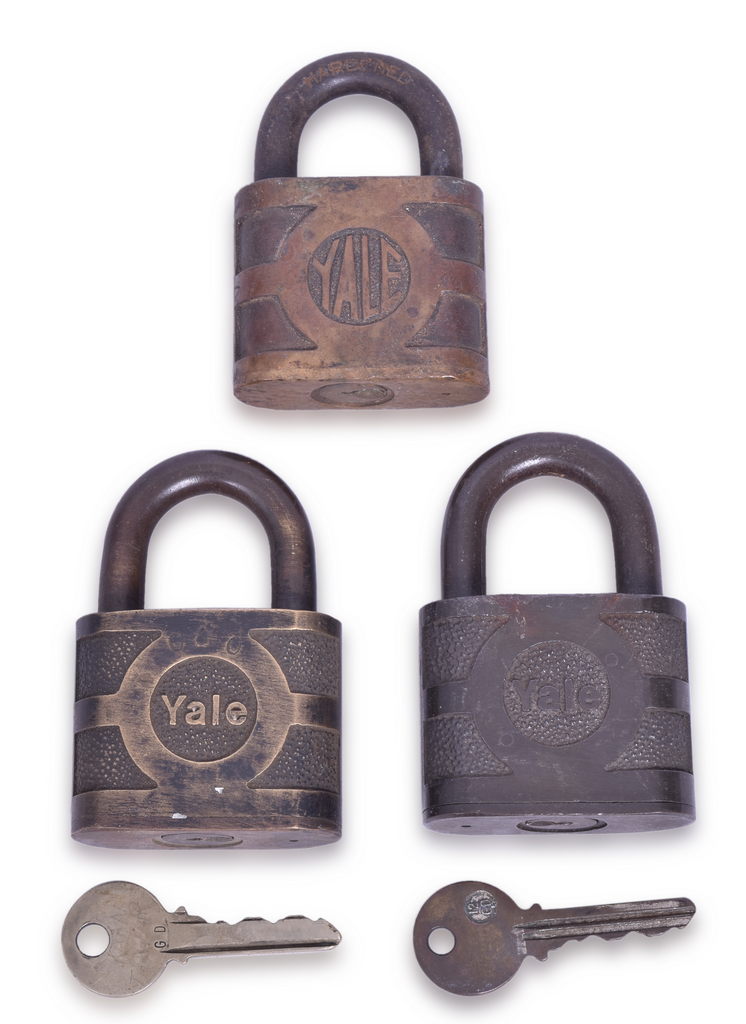 4182 - Three Yale Brass Locks - Including Chesapeake and Ohio Railroad thumbnail