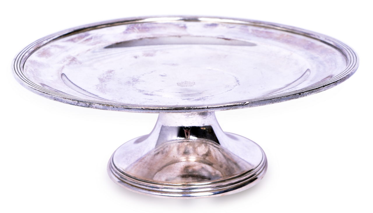 4205 - Silver Soldered Canadian National Railroad Pedestal Cake Stand 8 7/8