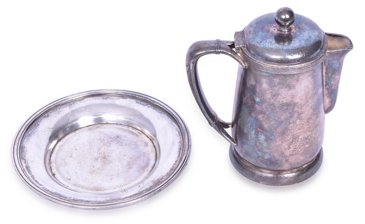 4209 - Silver Soldered Florida East Coast Railroad Coffee Pot and Under-liner thumbnail