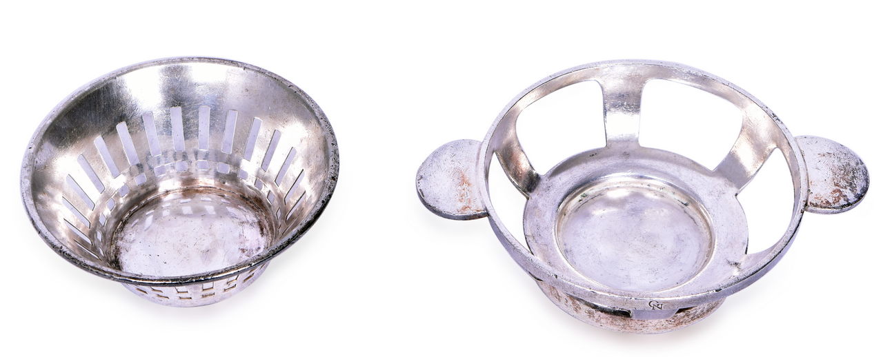 4211 - Silver Soldered Great Northern Railroad Pierced Bowl Frame and Finger Bowl thumbnail