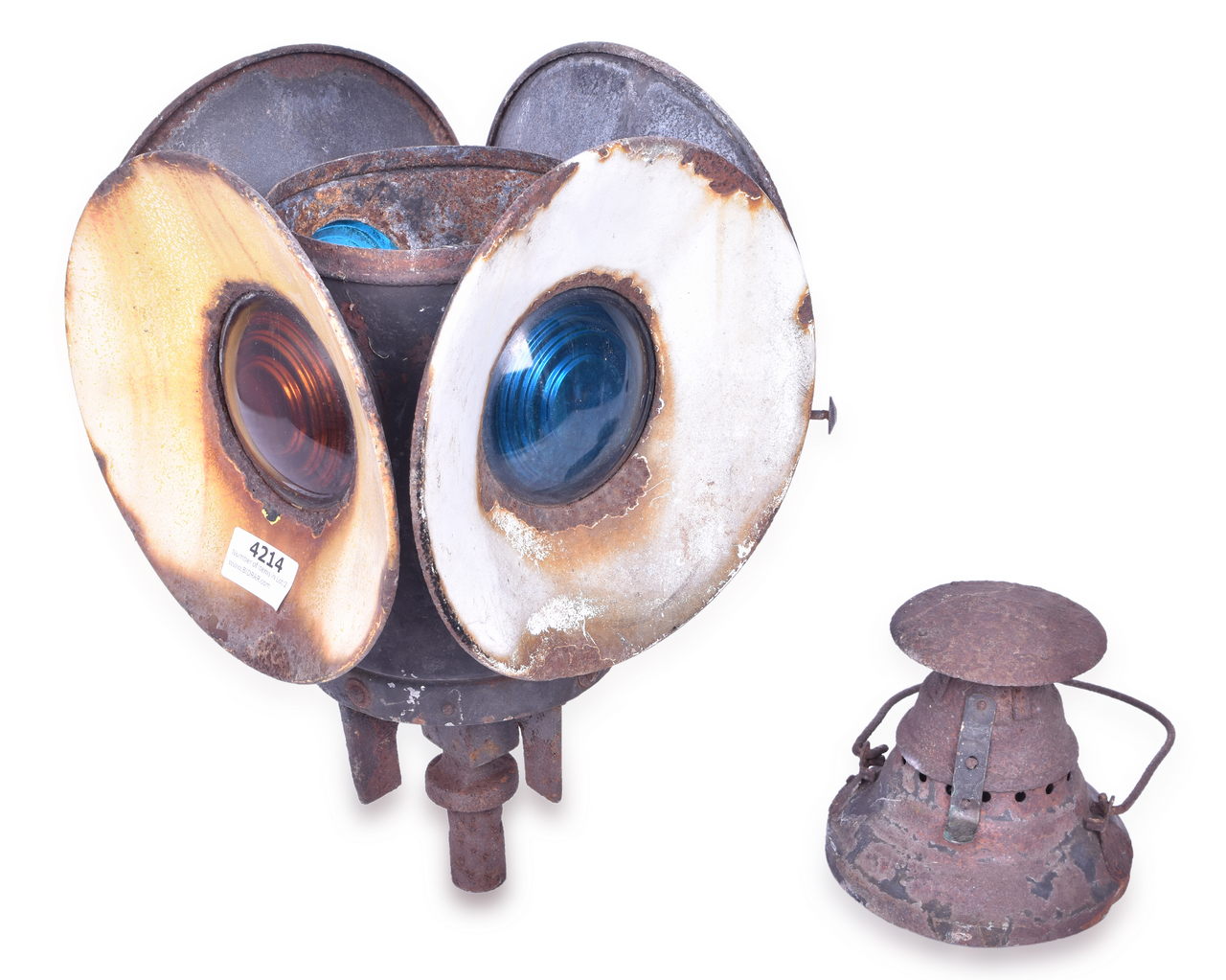 4214 - Partially Restored Dressel Railroad Switch Lamp w/ Porcelain Day Targets thumbnail