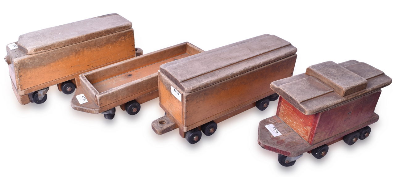 4234 - Community Playthings Wooden Ride on Floor Train - Four Car Set thumbnail
