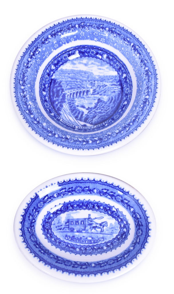 4241 - Baltimore & Ohio Railroad China Centenary Oval Bakers Dish & Rimmed Bowl thumbnail