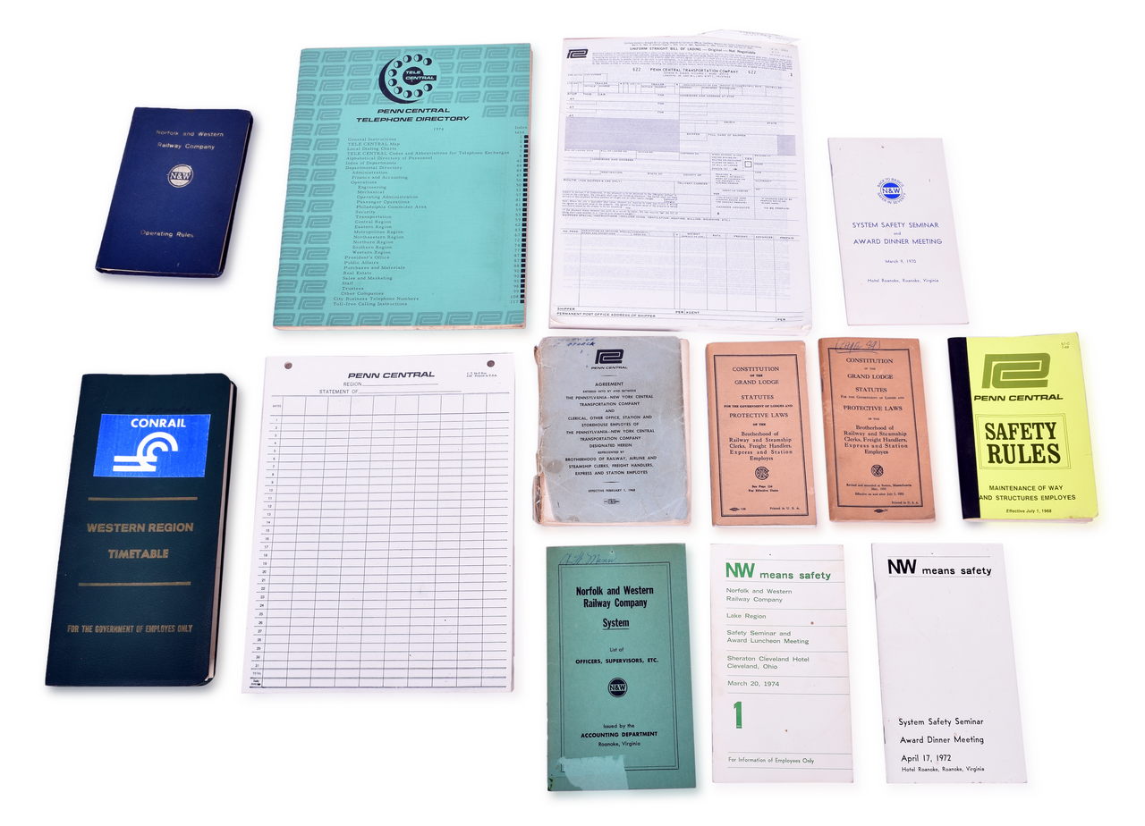 4244 - Thirteen Railroad Rule Books, Forms, Phone Directory, Etc. - Conrail, Penn Central, and Norfolk and Western thumbnail