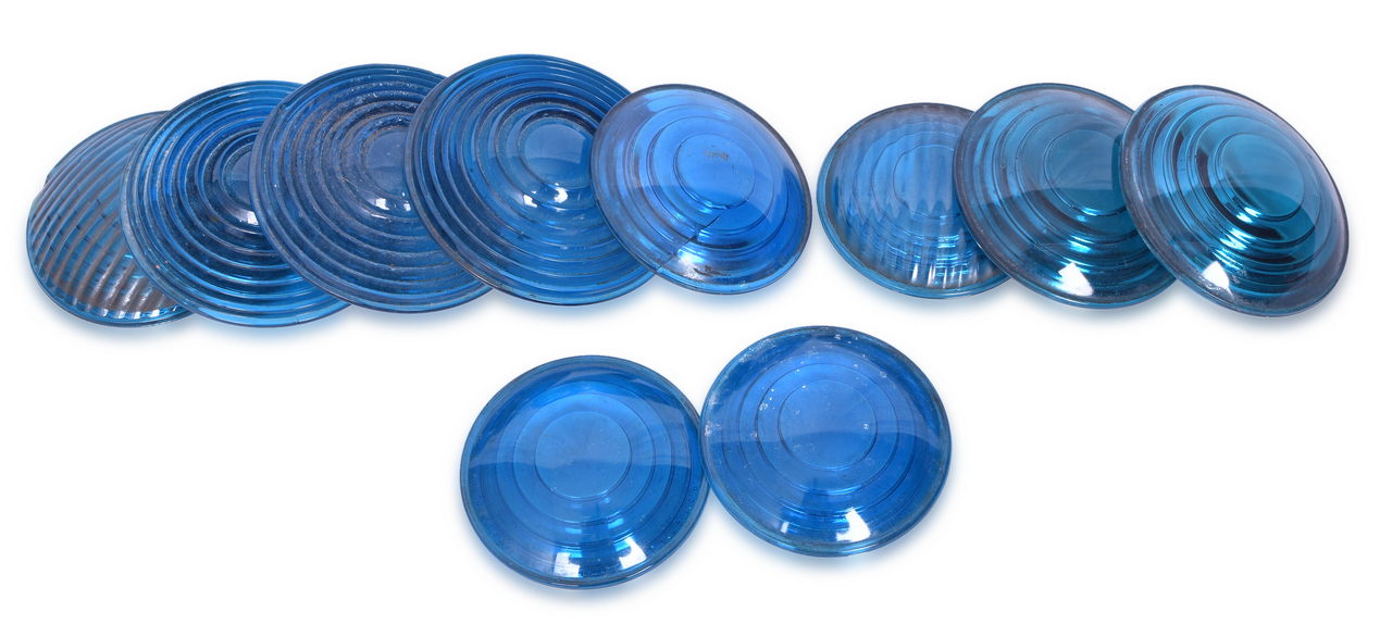 4252 - Seven RSA Green Railroad Signal Lenses - Corning and Kopp thumbnail