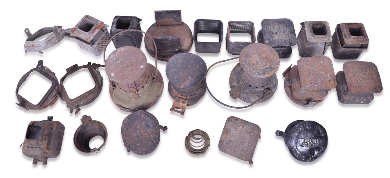 4268 - Group of Railroad Switch and Signal Lantern Parts - Handlan, Adams & Westlake, Dressel thumbnail