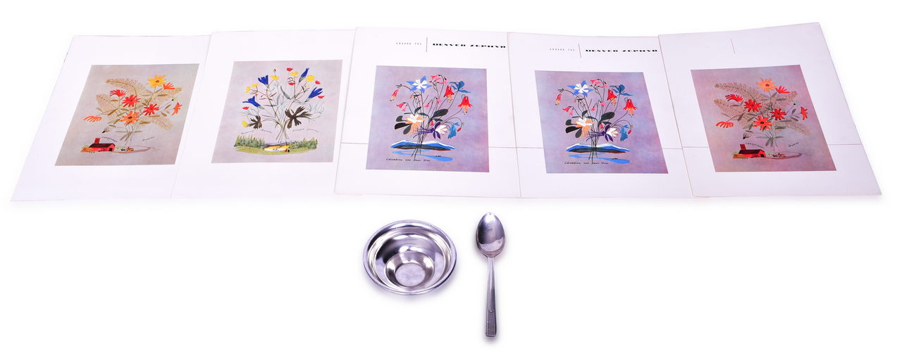 4271 - Chicago, Burlington, and Quincy Railroad Items - Denver Zephyr Menus, Art Prints, Spoon, and Finger Bowl thumbnail