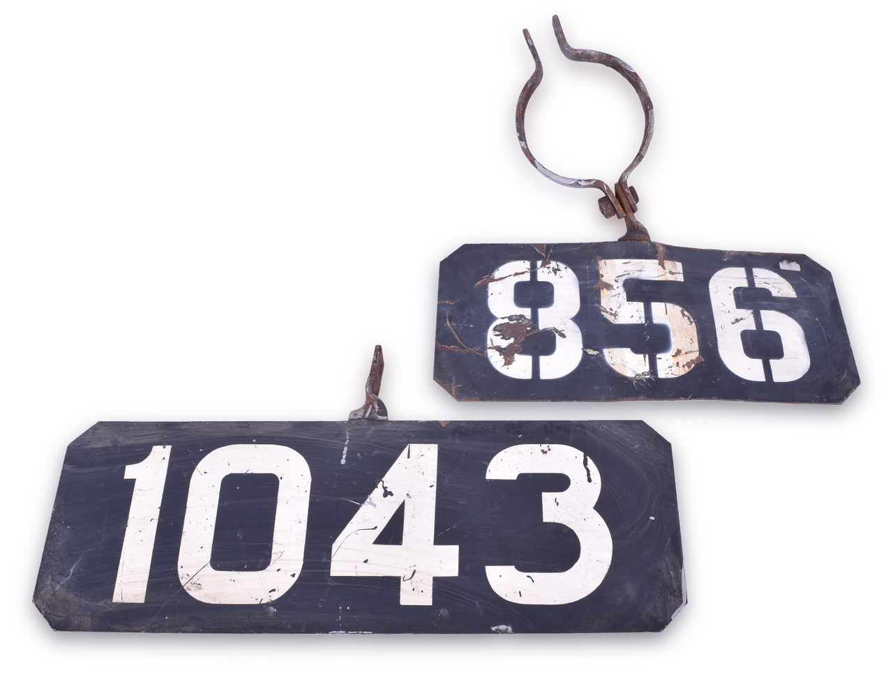 4272 - Pair of Railroad Steel Signal Markers with One Pole Mount thumbnail