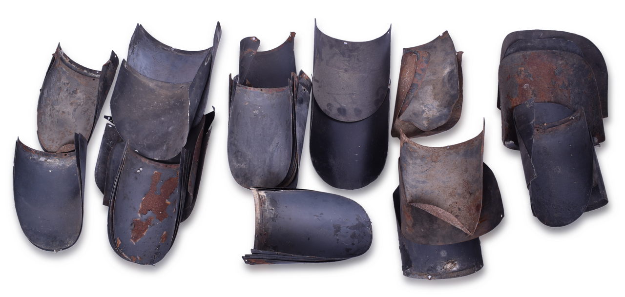 4284 - Thirty Seven Steel Railroad Signal Hoods thumbnail