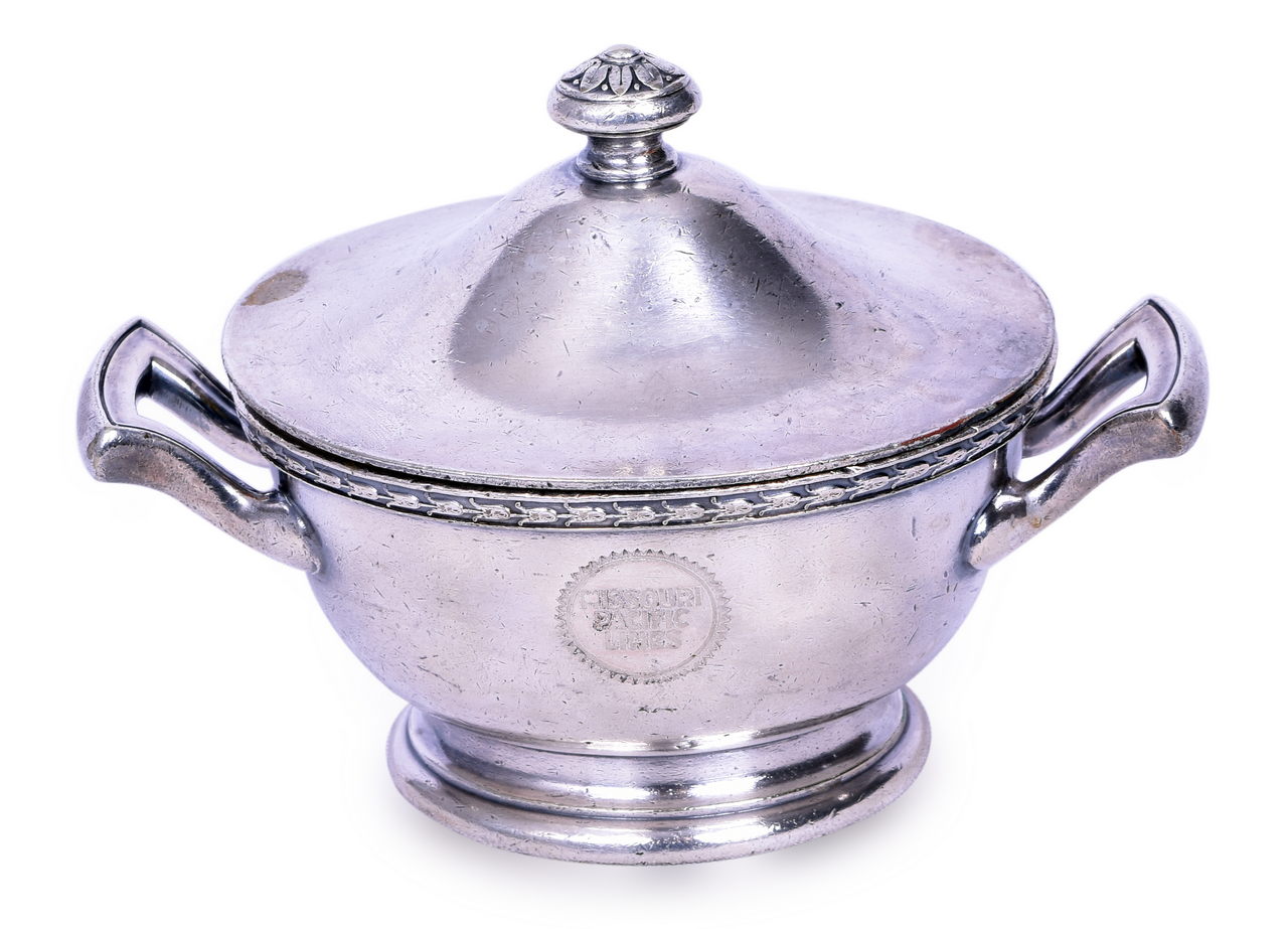 4301 - Silver Soldered Missouri Pacific Railroad Sugar Bowl 12 oz thumbnail