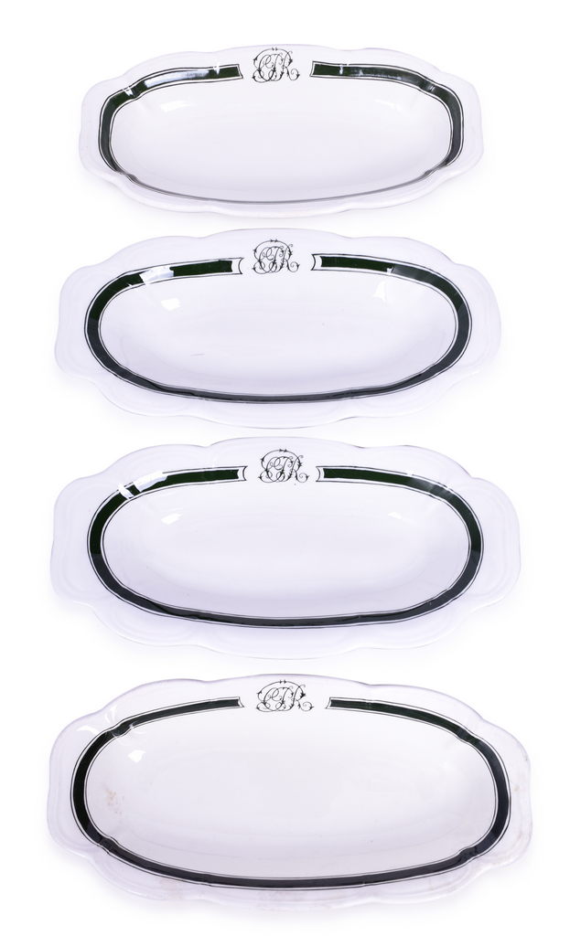 4323 - Set of 4 Canadian Pacific Railway Green Band Celery Dishes thumbnail