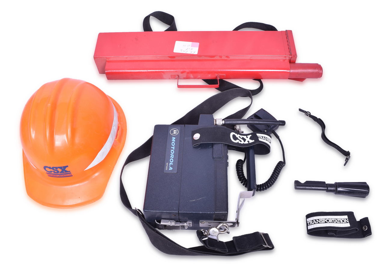 4342 - CSX Railroad Hard Hat, Leg Bands, Motorola Radio, Flagman Kit thumbnail