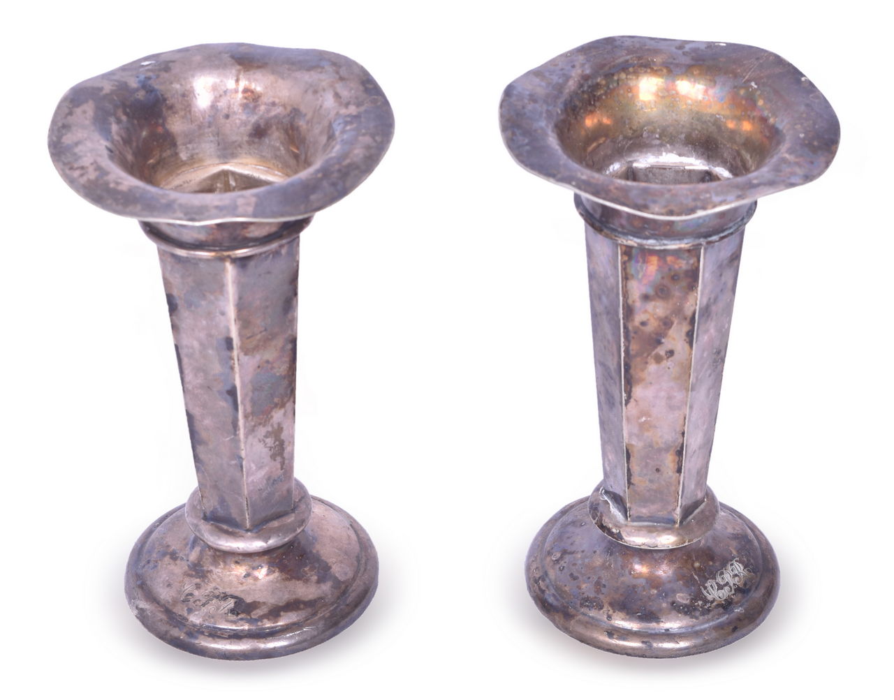 4349 - 2 Canadian Pacific Railroad Silver Flower Vases 7