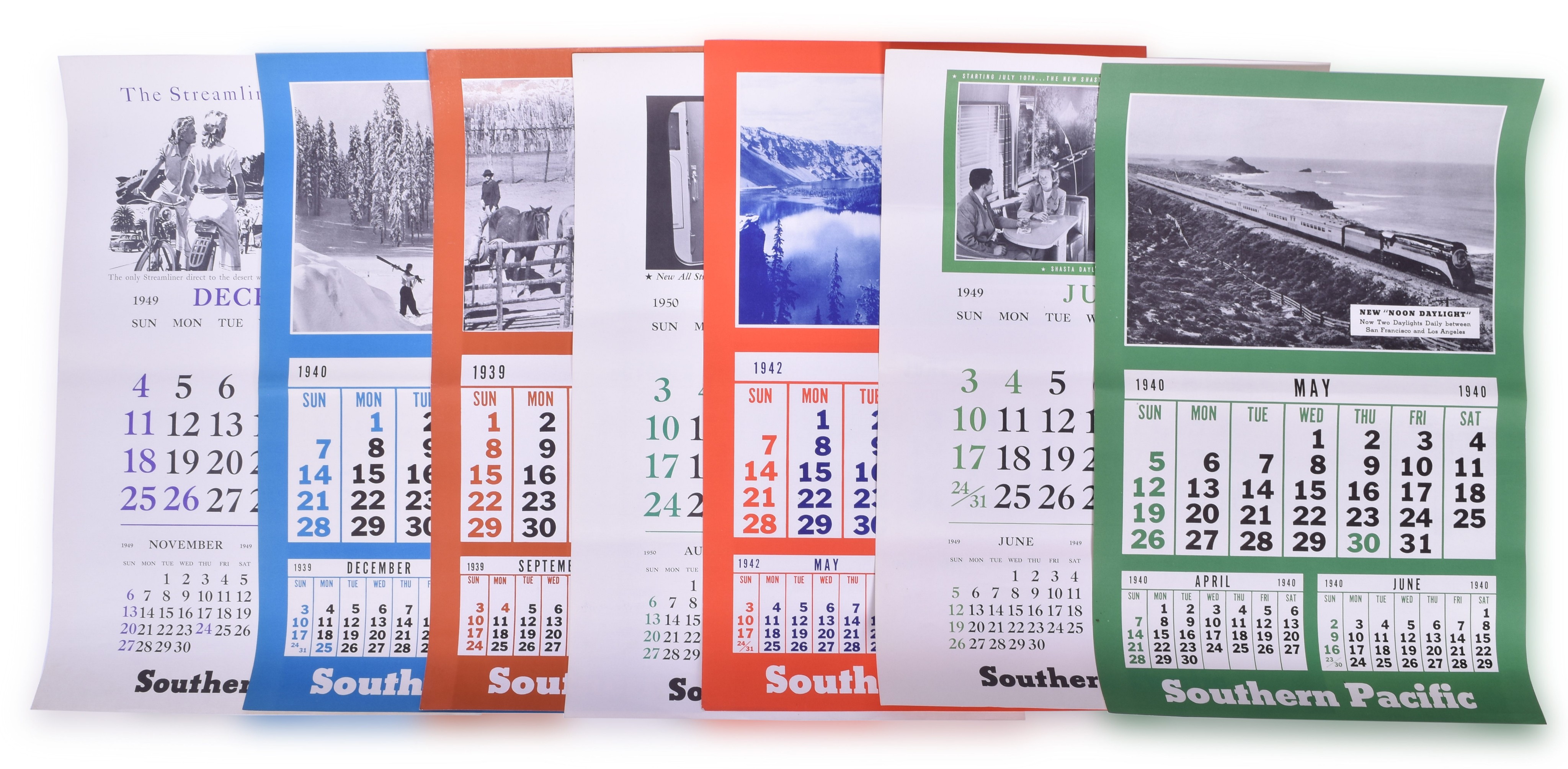 4364 - Seven Southern Pacific Railroad Calendar Travel Posters / Calendars 1939-1950 & Photos thumbnail