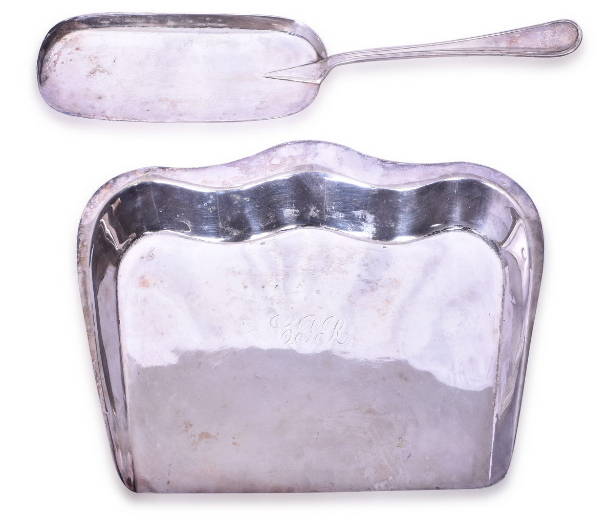 4365 - Canadian Pacific Railroad Silver Crumb Tray & Scraper Set - Early 1900's thumbnail