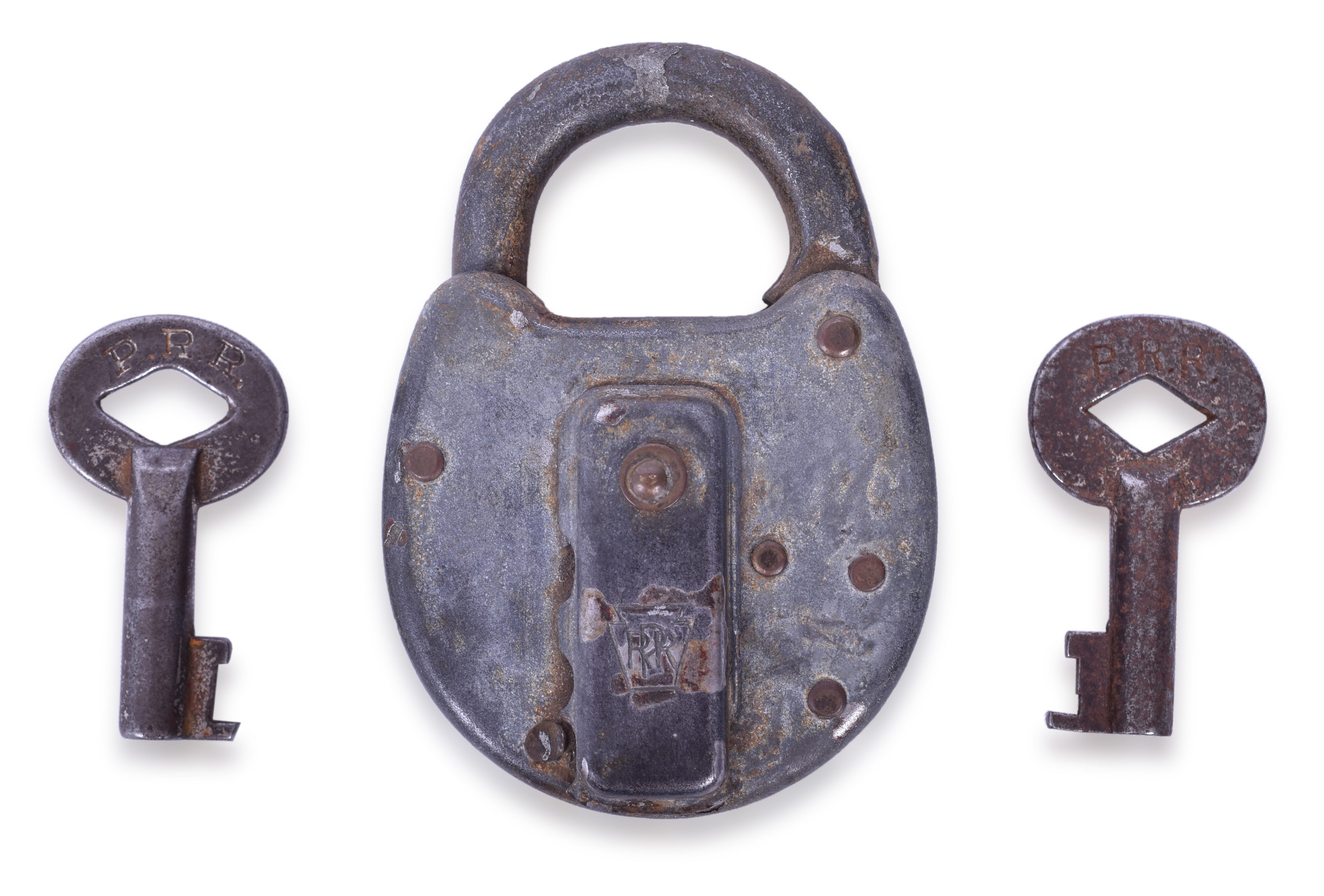 4372 - Steel Pennsylvania Railroad Signal Department Lock with Keys thumbnail
