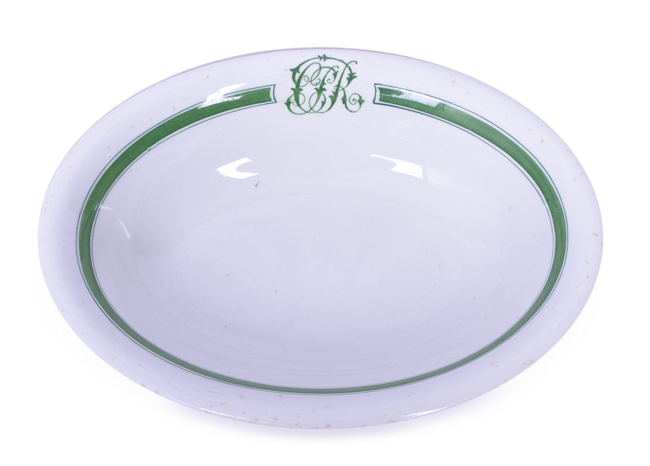 4395 - Canadian Pacific Railway Green Band Oval Serving Bowl 9