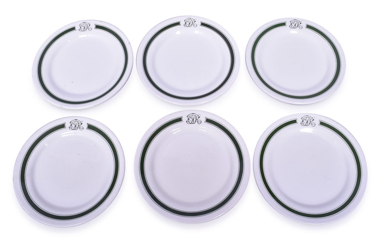 4399 - Set of 6 Canadian Pacific Railway Green Band Dessert Plates 8