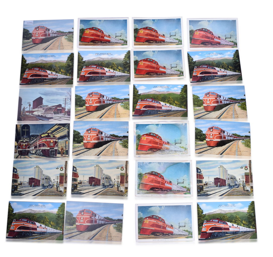 4404 - Twenty Three UNUSED Rock Island Railroad Advertising Postcards - Named Passenger Trains & Streamlined Locomotives thumbnail