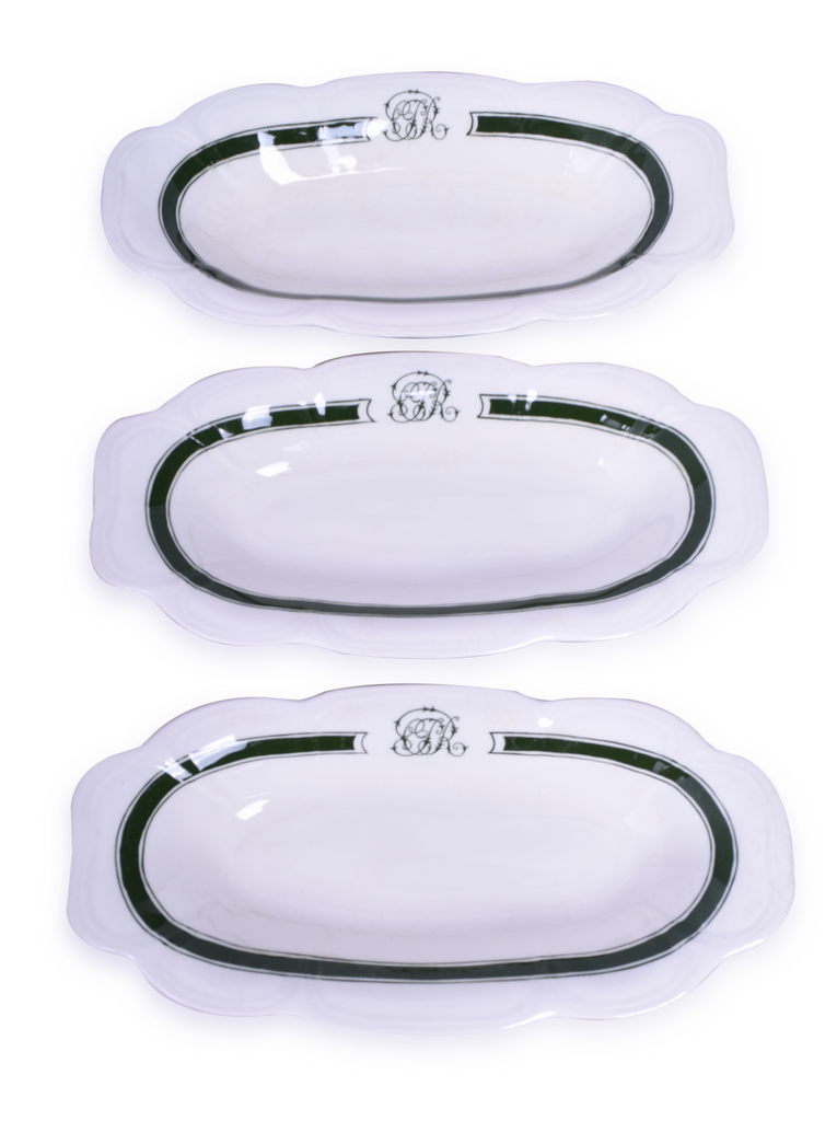 4405 - Set of 3 Canadian Pacific Railway Green Band Celery Dishes thumbnail