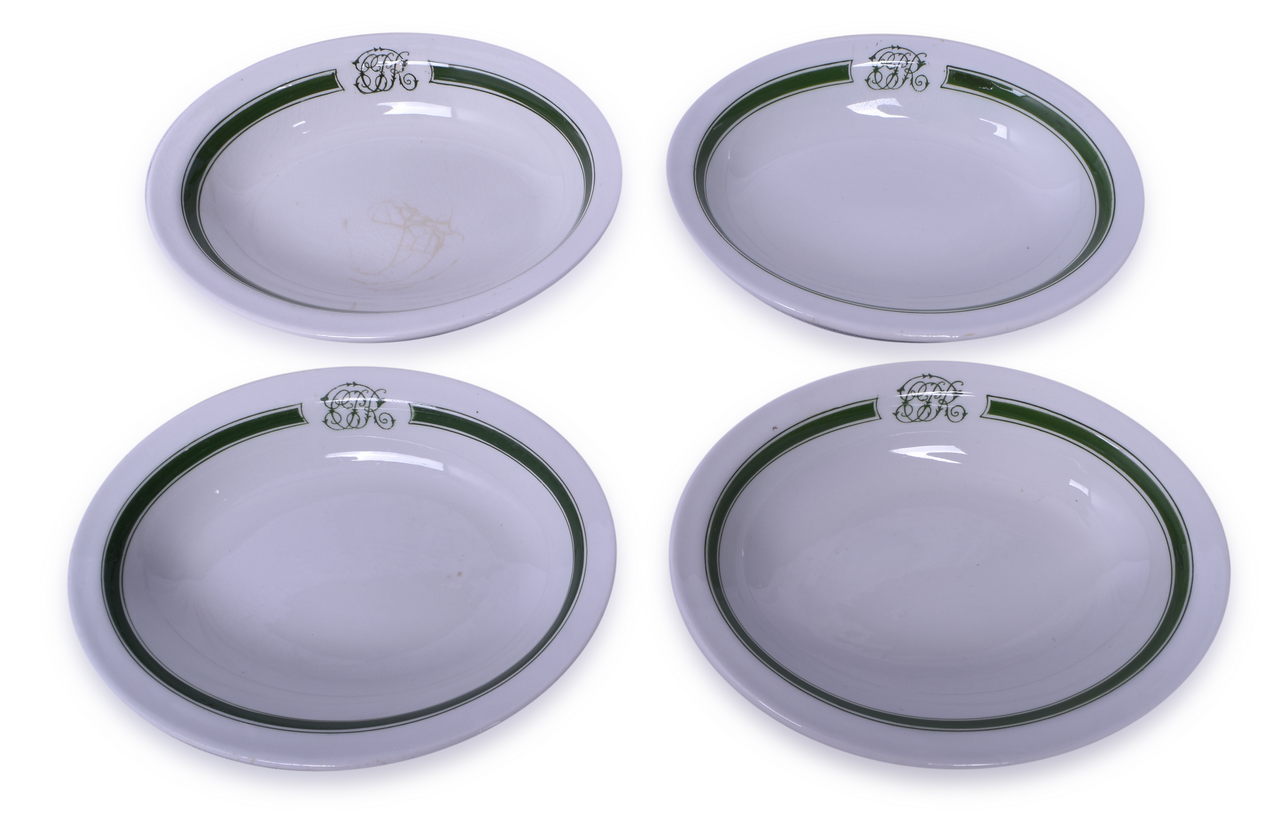 4409 - Set of 4 Canadian Pacific Railway Green Band Oval Vegetable Dishes 8