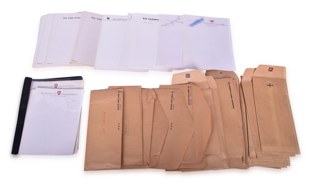 4414 - 100+ Pieces of Unused Railroad Stationary / Letterhead - Jersey Central, Lehigh & Hudson River Railway, New York Central, and Pennsylvania thumbnail