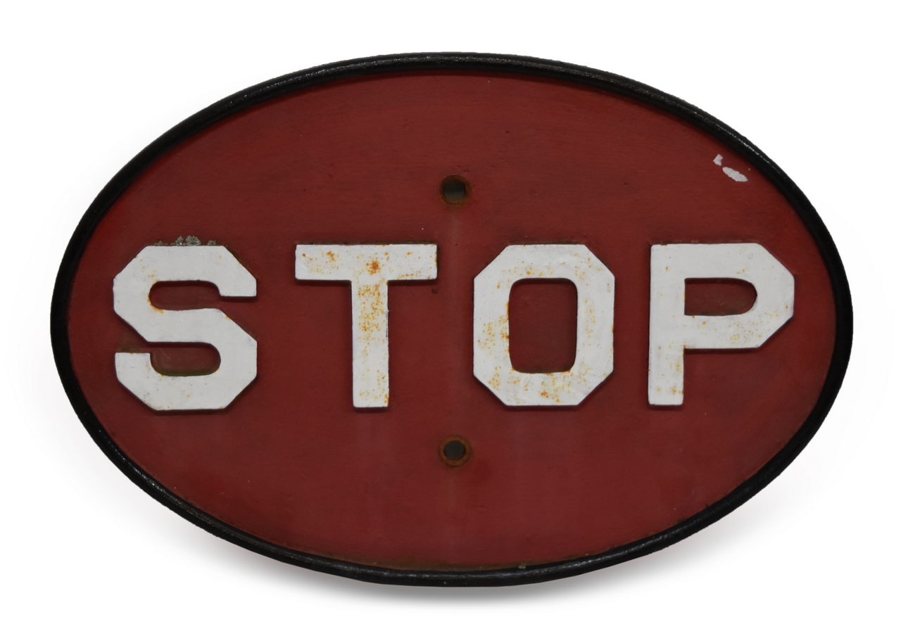 4424 - Oval Cast Iron Railroad Stop Sign - Chesapeake and Ohio Railroad thumbnail