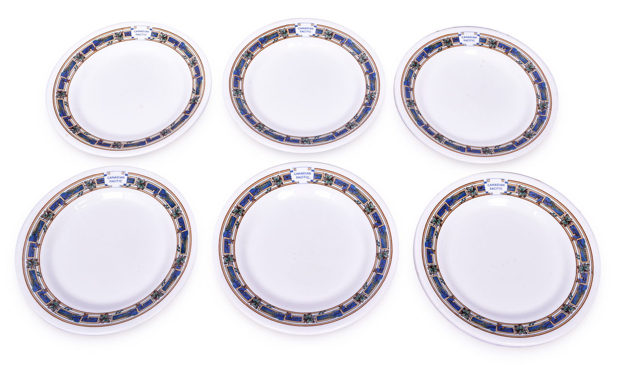 4435 - Set of 6 Canadian Pacific Railway Blue Maple Leaf Dessert Plates 8